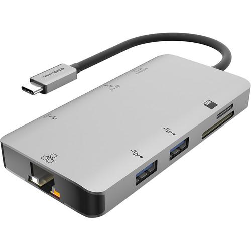 Adaptador de concentrador multimedia EZQuest USB tipo C de 8 puertos con Power Delivery 3.0