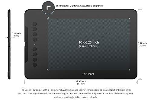 XP-Pen Deco 01V2 Tableta Grafica Digital de Dibujo Android 10x6.25 Lápiz sin Batería 8192 Niveles