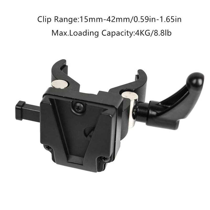 CAME TV V Mount Clamp V-Mount/V-Lock Adaptador de batería para trípode de luz a través de la Abrazadera Crab Clip Open Range MAX.1.65 in Carga útil de hasta 8.8 LB