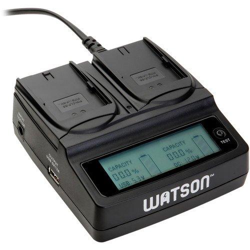 Watson Duo Cargador de LCD con 2 LP-E6 batería Platos – acepta Canon LP-E6 Batería Tipo