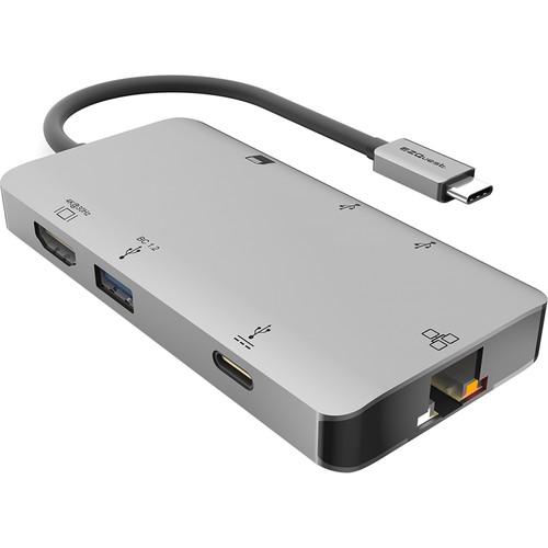 Adaptador de concentrador multimedia EZQuest USB tipo C de 8 puertos con Power Delivery 3.0